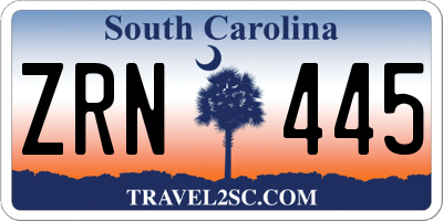 SC license plate ZRN445