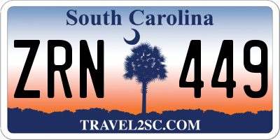 SC license plate ZRN449