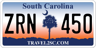 SC license plate ZRN450
