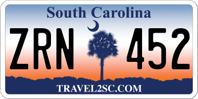 SC license plate ZRN452