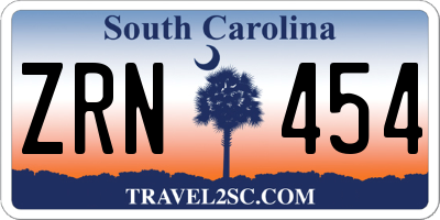 SC license plate ZRN454