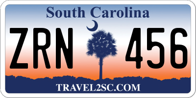 SC license plate ZRN456