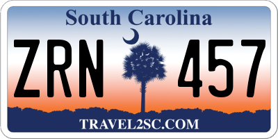 SC license plate ZRN457
