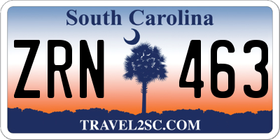 SC license plate ZRN463