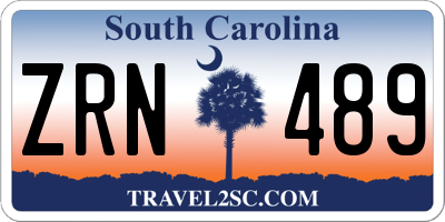 SC license plate ZRN489