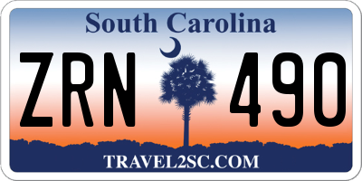 SC license plate ZRN490