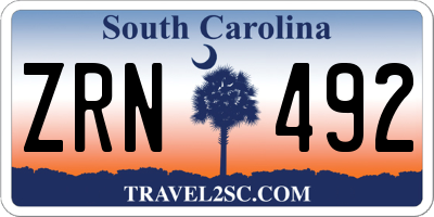 SC license plate ZRN492