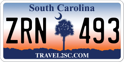 SC license plate ZRN493
