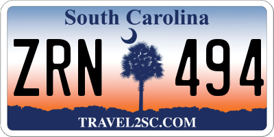 SC license plate ZRN494