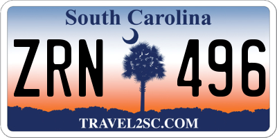 SC license plate ZRN496