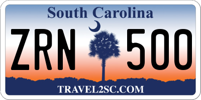 SC license plate ZRN500