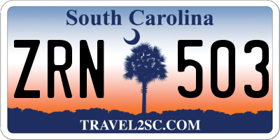SC license plate ZRN503