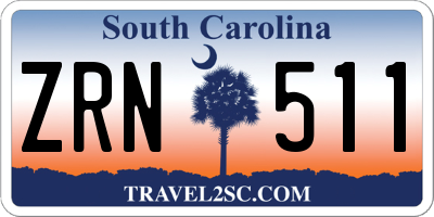 SC license plate ZRN511