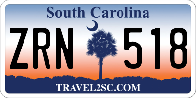 SC license plate ZRN518
