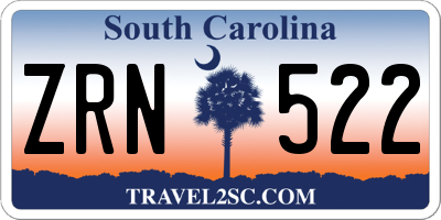 SC license plate ZRN522