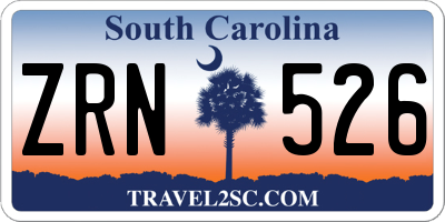 SC license plate ZRN526