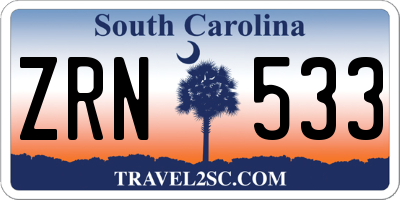 SC license plate ZRN533