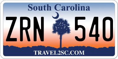 SC license plate ZRN540