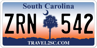 SC license plate ZRN542