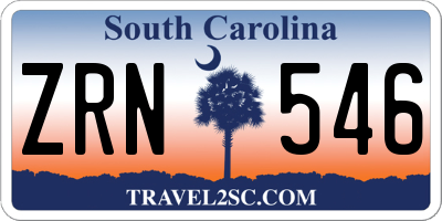 SC license plate ZRN546