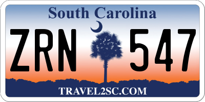 SC license plate ZRN547
