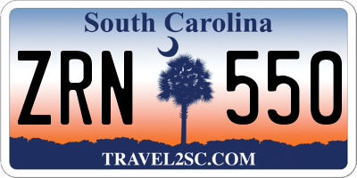 SC license plate ZRN550