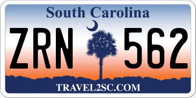 SC license plate ZRN562