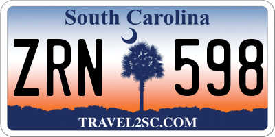 SC license plate ZRN598