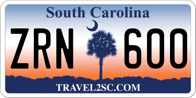SC license plate ZRN600