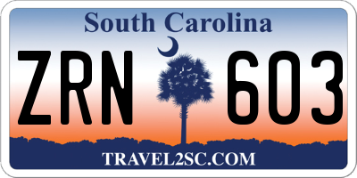 SC license plate ZRN603