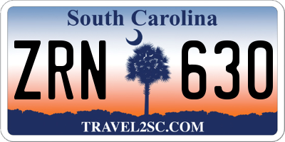 SC license plate ZRN630