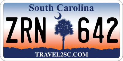 SC license plate ZRN642