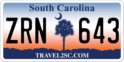 SC license plate ZRN643