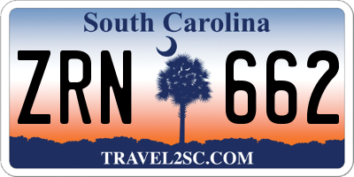 SC license plate ZRN662