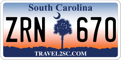 SC license plate ZRN670