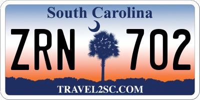 SC license plate ZRN702