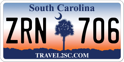 SC license plate ZRN706