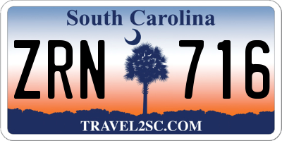 SC license plate ZRN716