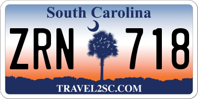 SC license plate ZRN718