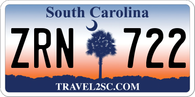 SC license plate ZRN722