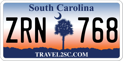SC license plate ZRN768