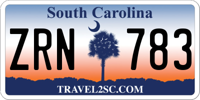 SC license plate ZRN783