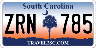 SC license plate ZRN785