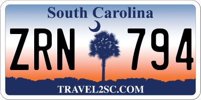SC license plate ZRN794
