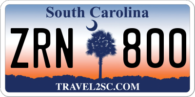 SC license plate ZRN800