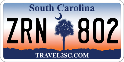 SC license plate ZRN802