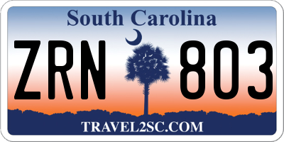 SC license plate ZRN803