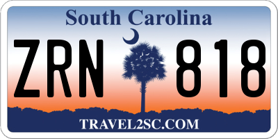 SC license plate ZRN818