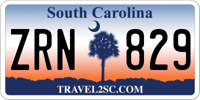 SC license plate ZRN829