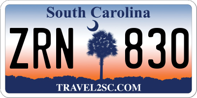 SC license plate ZRN830